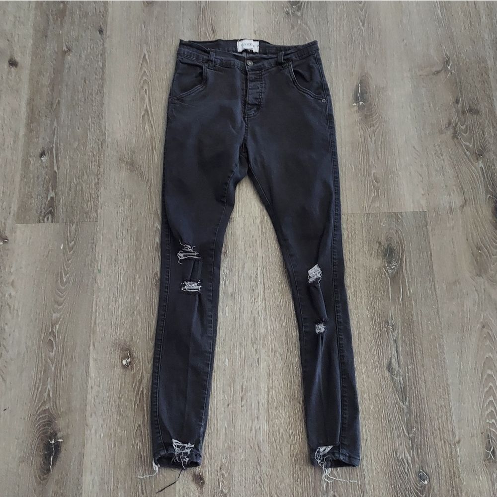 Illusive London Distressed Black Skinny Jeans Size Small